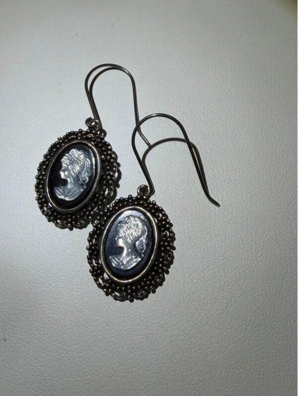 Vintage style sterling silver 925 cameo earrings